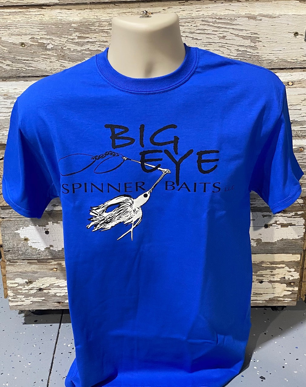 Blue w/White Spinnerbait T-Shirt – Big Eye Spinnerbaits
