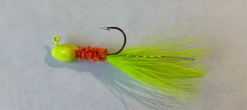 CMF 07-Chenille Marabou Hand Tied Fire Tiger Jig