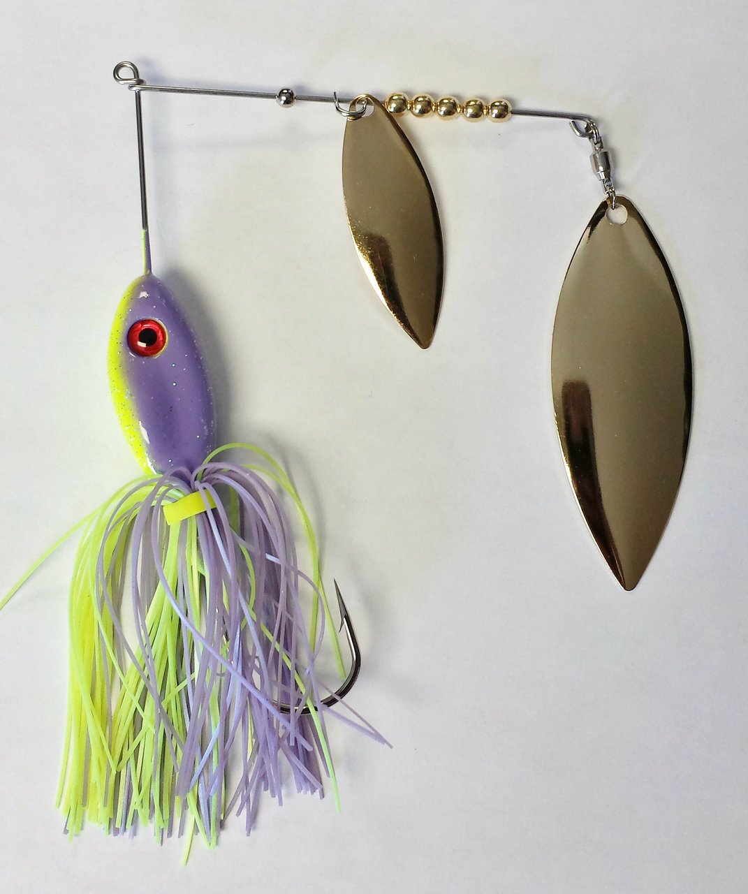 Purple-Chartreuse/Gold Spinnerbaits – Big Eye Spinnerbaits