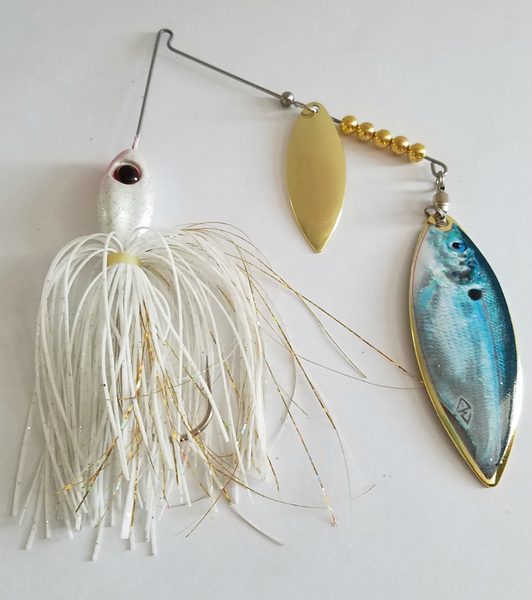 White/Gold Real Image Blades – Big Eye Spinnerbaits